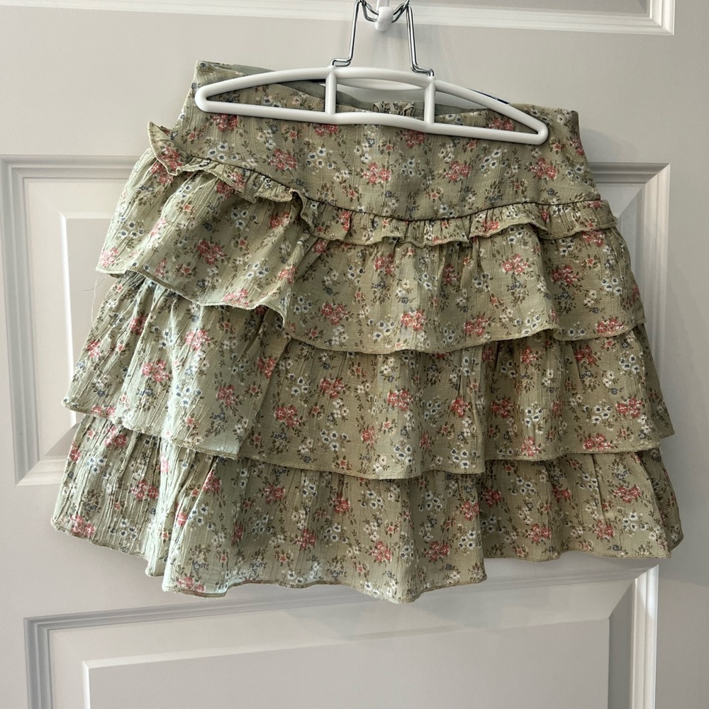 Altar'd State Floral Ruffle Mini Skirt